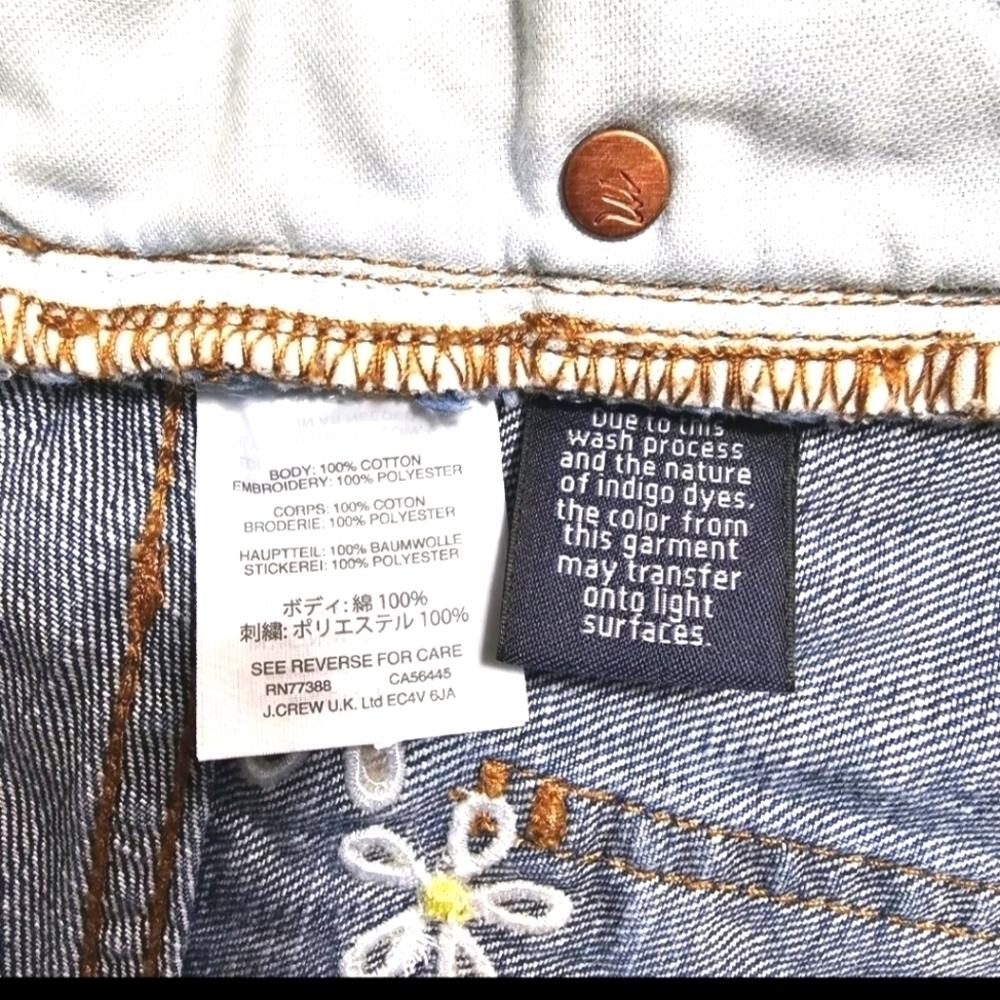 Madewell Women's Blue Denim Jean Floral Embroidered Cut Off Shorts Size 26 - Picture 10 of 11